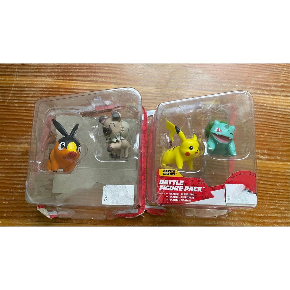 Pokemon Battle Figure 2 Pack Lot Pikachu Bulbasaur Tepig Rockruff